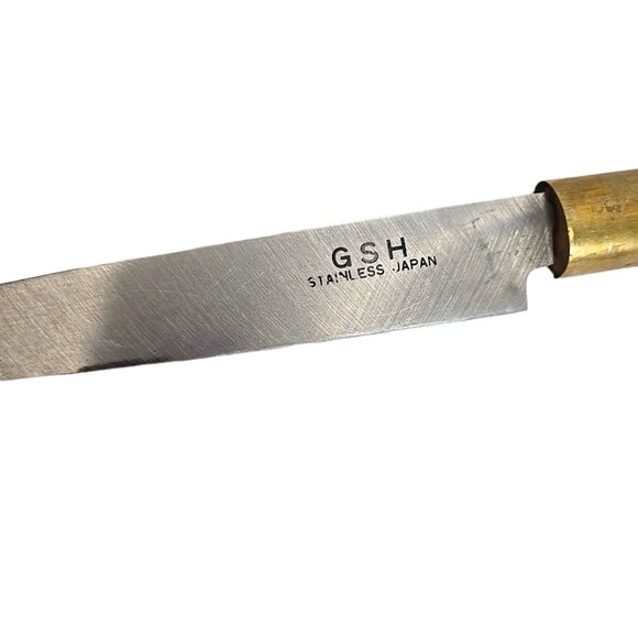 Hocho Sashimi Knife from Japan Wood And Brass Handle Vintage Rare - Picture 2 of 7